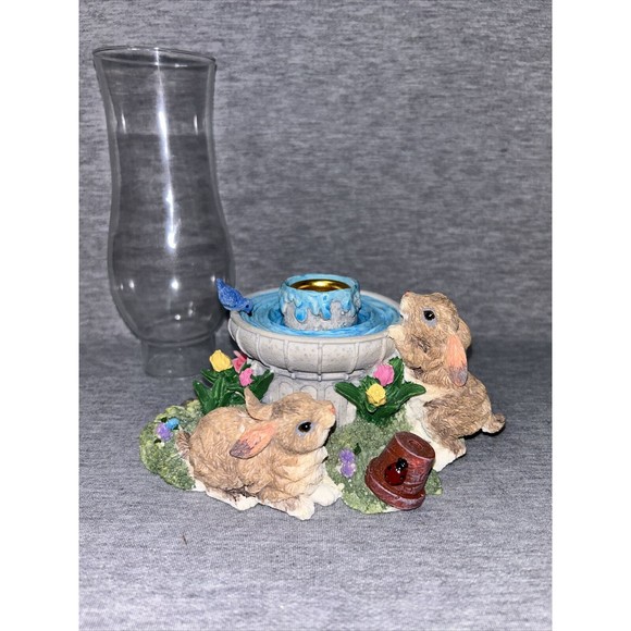 Garden Happy Spring Candle Holders Centerpiece ~ Easter Bunnies Pot Watering Can - Picture 8 of 16